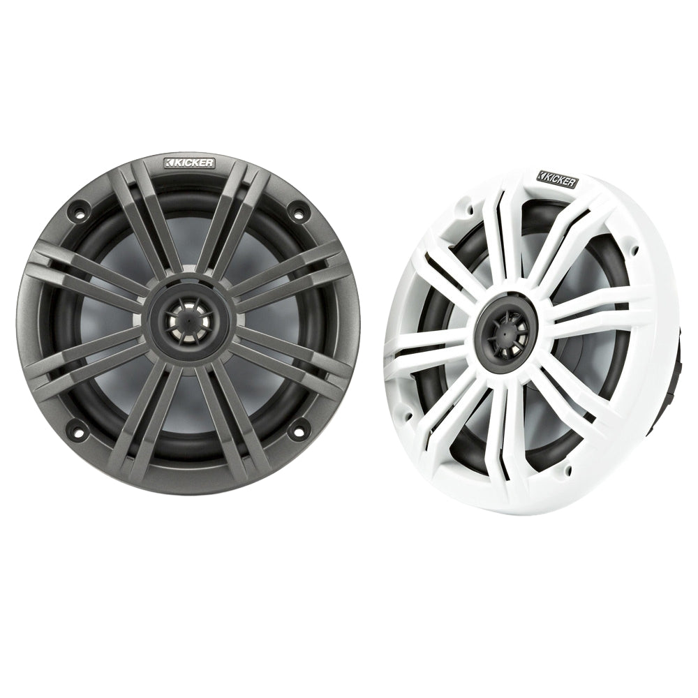 Kicker 45KM654 6-1/2" Marine Speakers with Charcoal and White Grilles